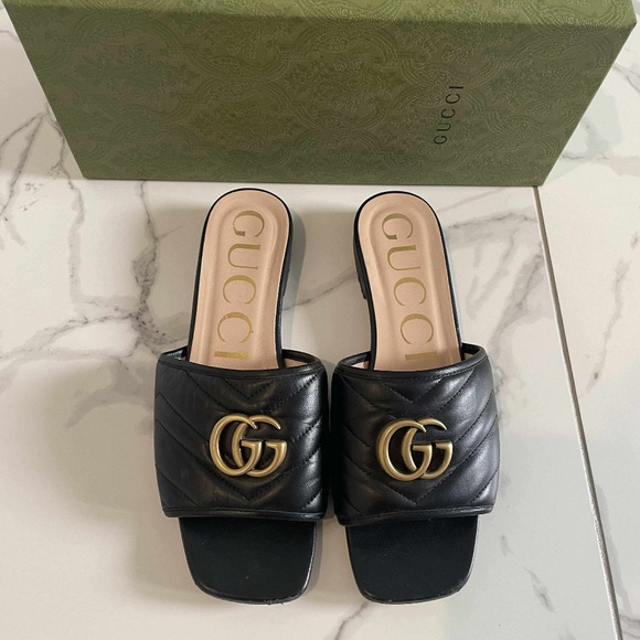 Authentic Gucci Leather Sandals – Great Condition - Size EU 37+ / US 7 - Picture 1 of 7